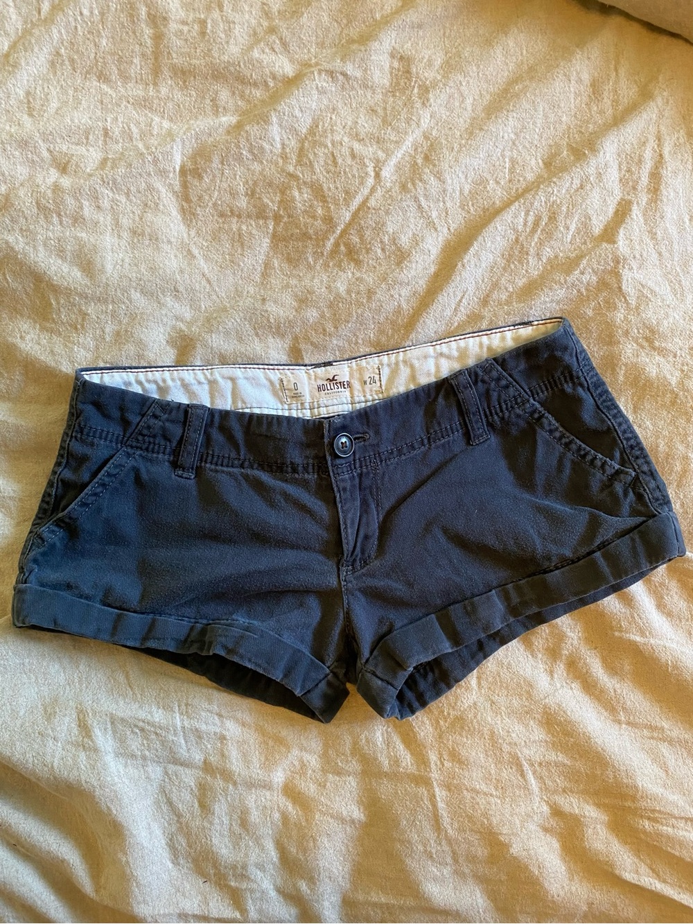 Hollister Women's Navy Cuffed Jean Shorts